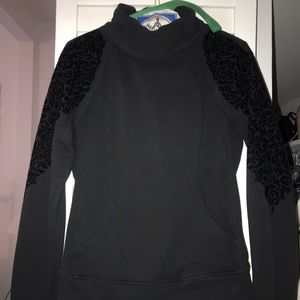 Black lululemon sweatshirt with floral designs